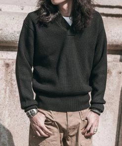 Bronson MFG. CO. TOPS USAAF Type A-1 V-neck Mechanics Sweater - Black