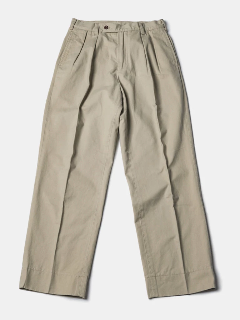 Non Stock MFG. CO. 1930s IVY Style Double Pleated Chino Trousers - Khaki May 2022 1 Non Stock MFG. CO. 1930s IVY Style Double Pleated Chino Trousers - Khaki May 2022