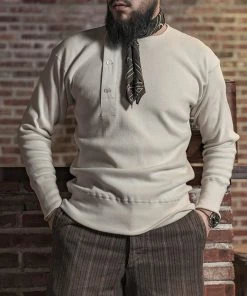 Bronson MFG. CO. 14 Oz Side Closing Henley T-Shirt - Apricot