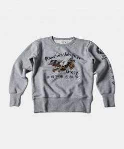 Non Stock MFG. CO. Flying Tigers Military Print Sweatshirt - Gray