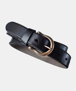 Old Selling Leather Vintage Brass Buckle Leather Belt - Black ACCESSORIES