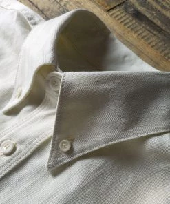 Annual Ring White Cotton-Linen Button-Down Shirt BEST SELLERS