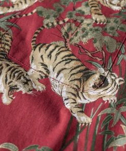 Bronson MFG. CO. Lot AS08 Ukiyo-e Tiger & Bambo Pattern Aloha Shirt - Wine Red NEW ARRIVALS