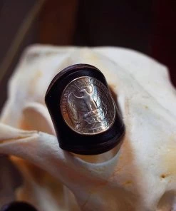 Old Selling Leather Eagle Coin Leather Bandana Slide