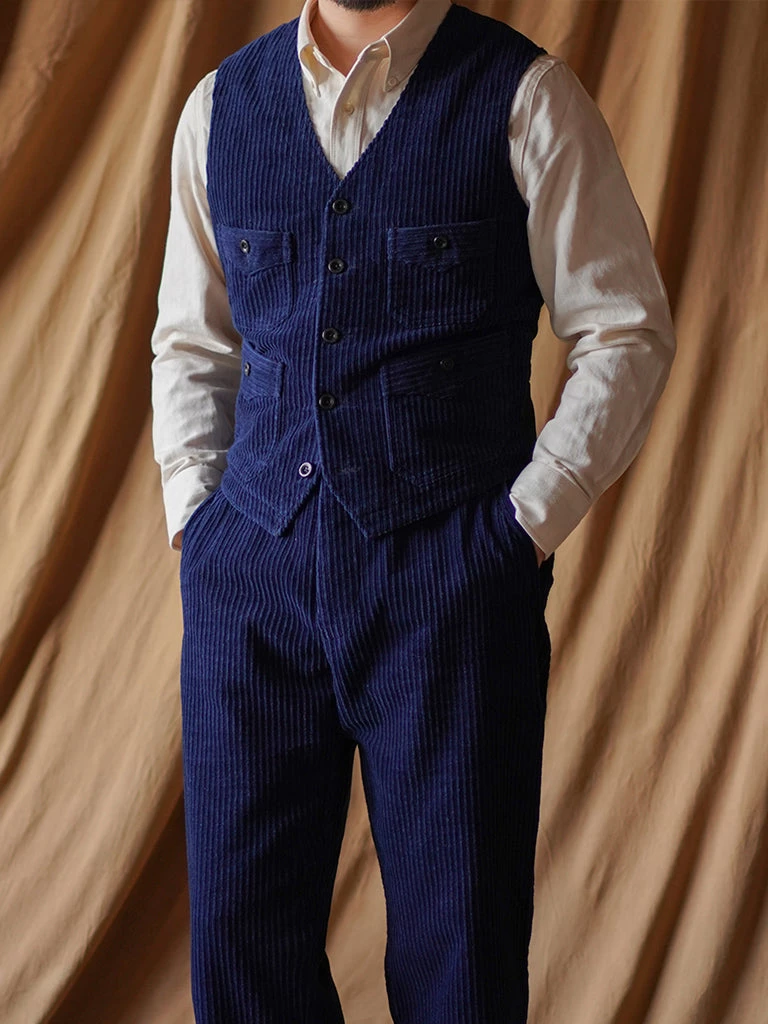Annual Ring 1920s Indigo Corduroy Work Vest 4 Annual Ring 1920s Indigo Corduroy Work Vest