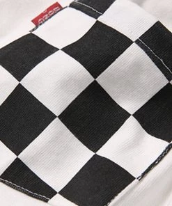 Bob Dong TOPS Check Flag Racing Track Style One Pocket T-Shirt - White