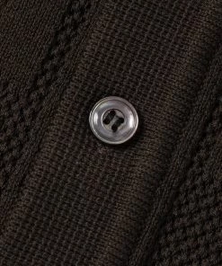 Annual Ring Retro Knitted Jacquard Polo Shirt - Vintage Olive