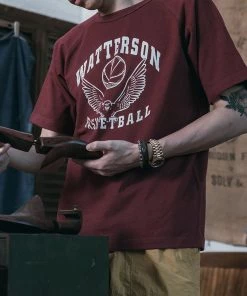 Non Stock MFG. CO. June 2022 Vintage Watterson Basketball Print Raglan Sleeve T-Shirt - Wine Red 12 Non Stock MFG. CO. June 2022 Vintage Watterson Basketball Print Raglan Sleeve T-Shirt - Wine Red