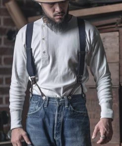 Bronson MFG. CO. June 2022 14 Oz Side Closing Henley T-Shirt - White