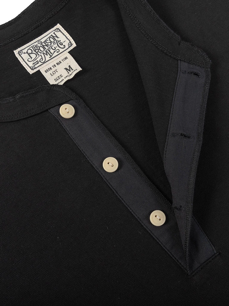 Bronson MFG. CO. Retro Long Sleeve Henley T-Shirt - Black 8 Bronson MFG. CO. Retro Long Sleeve Henley T-Shirt - Black