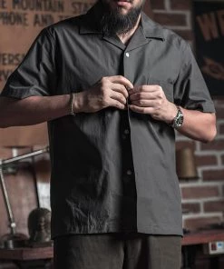 Bronson MFG. CO. Classic Panama Open Collar Shirt - Dark Gray