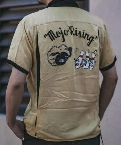 Non Stock MFG. CO. Loose Embroidery Bowling Shirt - Yellow