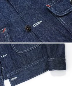 Ranger Overall Embroidered Double Pocket Denim Work Jacket - Demin Blue