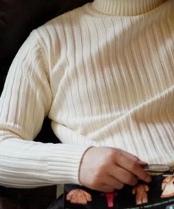 Annual Ring Merino Wool Roll Neck Sweater - White