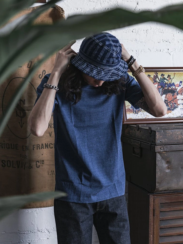 Non Stock MFG. CO. 9 Oz Cotton Tubular T-Shirt - Denim Blue TOPS 4 Non Stock MFG. CO. 9 Oz Cotton Tubular T-Shirt - Denim Blue TOPS