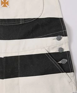 Bob Dong Wide Stripe Prisoner Style Motorcycle High Back Vintage Bib Overalls BOTTOMS
