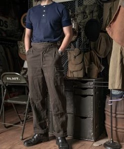 Bronson MFG. CO. Vintage Short Sleeve Henley T-Shirt - Navy