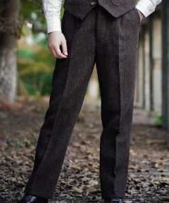 Annual Ring BOTTOMS 1920s Chocolate Brown Tweed Trousers
