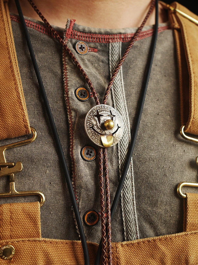 Old Selling Leather Joker Cents Coin Bolo Tie ACCESSORIES 3 Old Selling Leather Joker Cents Coin Bolo Tie ACCESSORIES