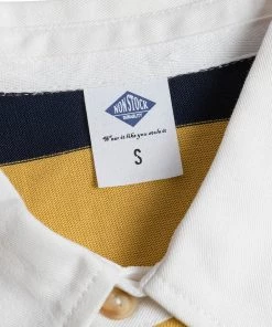 Non Stock MFG. CO. Classic Fit Striped Jersey Rugby Shirt - Yellow And Navy Blue Stripe TOPS