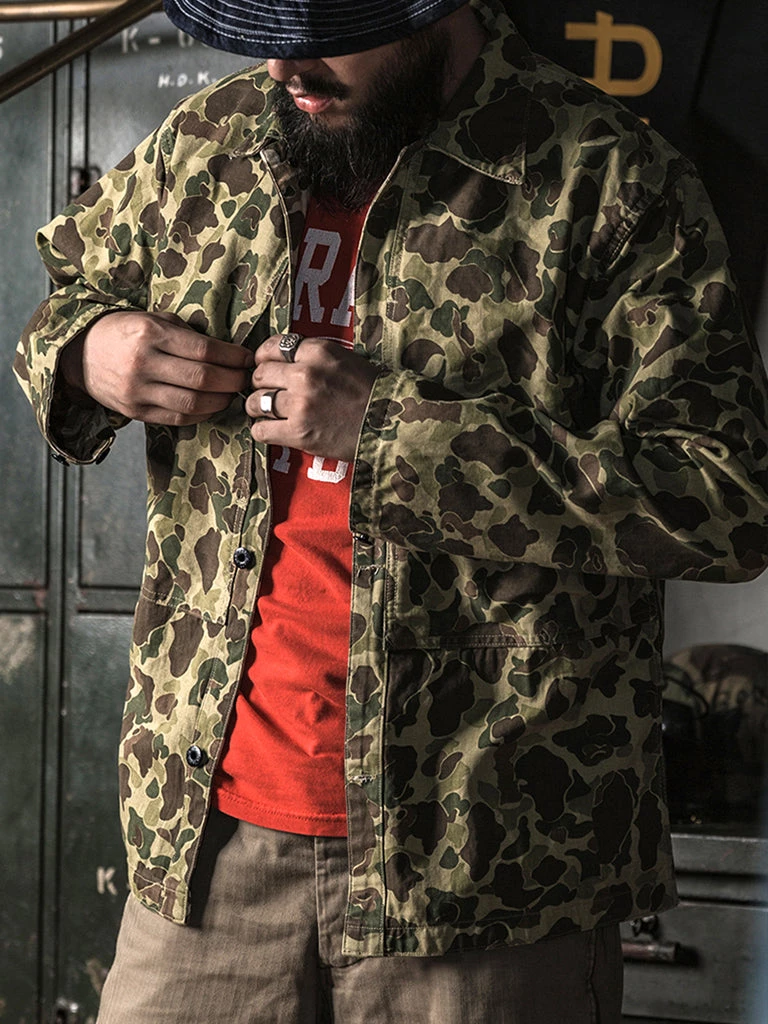 Bronson MFG. CO. TOPS WWII USMC Type P-44 HBT Duck Hunter Camo Jacket 4 Bronson MFG. CO. TOPS WWII USMC Type P-44 HBT Duck Hunter Camo Jacket