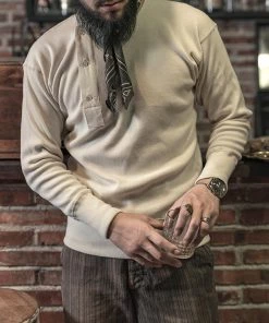 Bronson MFG. CO. 14 Oz Side Closing Henley T-Shirt - Apricot