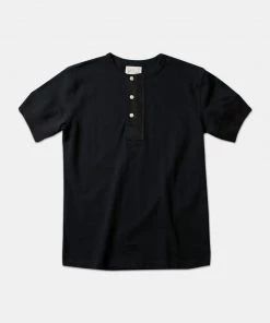 Bronson MFG. CO. Vintage Short Sleeve Henley T-Shirt - Black Back In Stock