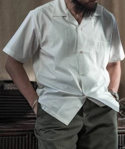 Bronson MFG. CO. Classic Panama Open Collar Shirt - Ivory White