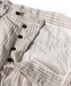 Non Stock MFG. CO. May 2022 Loose Double Pleated Striped 10.5 Oz Linen Shorts