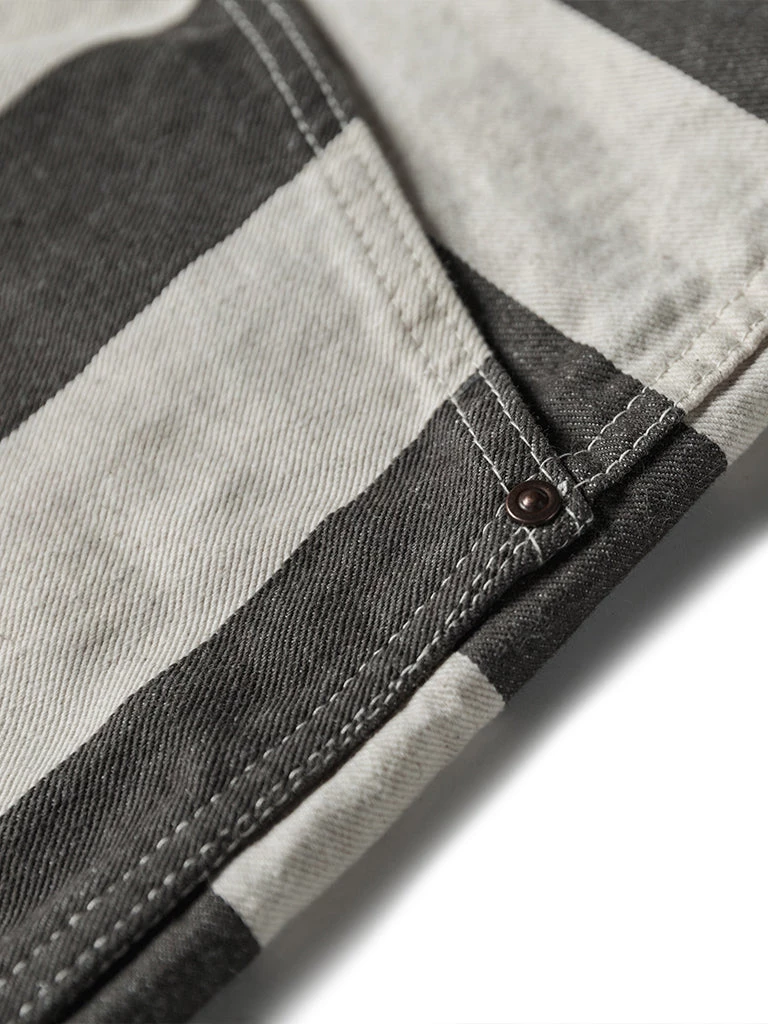 Non Stock MFG. CO. 11.5 Oz Heavyweight Wide Striped Prisoner Shorts 12 Non Stock MFG. CO. 11.5 Oz Heavyweight Wide Striped Prisoner Shorts