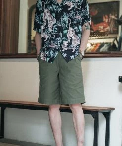 Non Stock MFG. CO. NEW ARRIVALS Ukiyo-e Tiger & Bamboo Pattern Aloha Shirt - Black