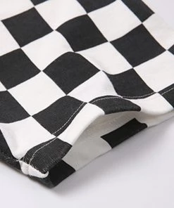 Bob Dong TOPS Check Flag Racing Track Style One Pocket T-Shirt - White