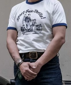 Non Stock MFG. CO. Retro Rider Print Motorcycle Short Sleeve T-Shirt - White TOPS