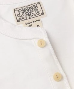 Bronson MFG. CO. Retro Long Sleeve Henley T-Shirt - White May 2022