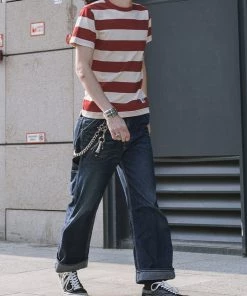 Non Stock MFG. CO. Heavyweight Cotton Wide Striped T-Shirt - Red NEW ARRIVALS 17 Non Stock MFG. CO. Heavyweight Cotton Wide Striped T-Shirt - Red NEW ARRIVALS