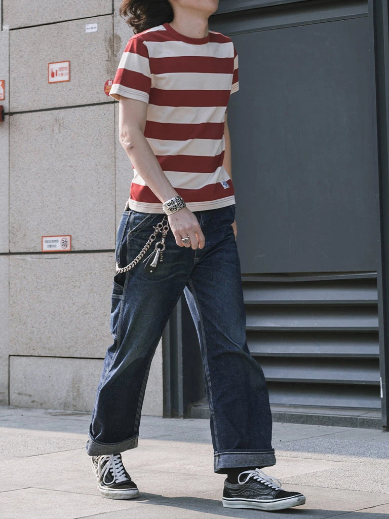 Non Stock MFG. CO. Heavyweight Cotton Wide Striped T-Shirt - Red NEW ARRIVALS 6 Non Stock MFG. CO. Heavyweight Cotton Wide Striped T-Shirt - Red NEW ARRIVALS