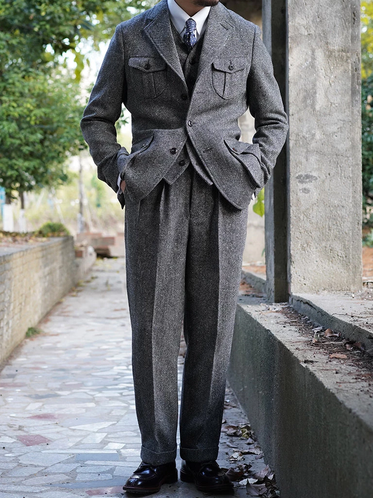 Annual Ring Coloured Speckle Tweed Safari Jacket TOPS 5 Annual Ring Coloured Speckle Tweed Safari Jacket TOPS