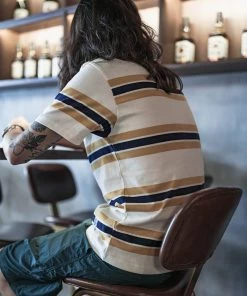 Non Stock MFG. CO. NEW ARRIVALS 9.8 Oz IVY Style Striped T-Shirt - Maize/Blue