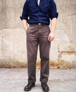 Annual Ring BEST SELLERS French Salt & Pepper Striped Chambray Work Trousers