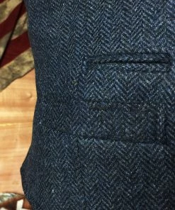 Annual Ring BEST SELLERS Navy Herringbone Tweed Lapel Vest