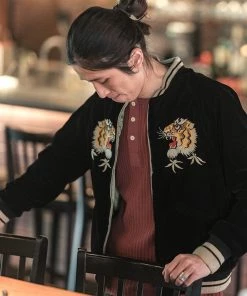 Non Stock MFG. CO. 1950s Reversible Acetate Souvenir Jacket - Falcon × Tiger NEW ARRIVALS