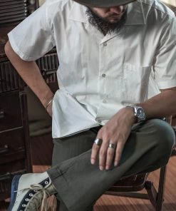 Bronson MFG. CO. Classic Panama Open Collar Shirt - Ivory White