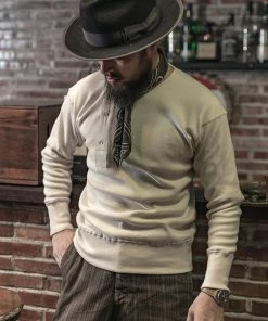 Bronson MFG. CO. 14 Oz Side Closing Henley T-Shirt - Apricot