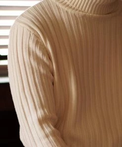 Annual Ring Merino Wool Roll Neck Sweater - White