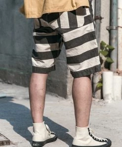 Non Stock MFG. CO. 11.5 Oz Heavyweight Wide Striped Prisoner Shorts 23 Non Stock MFG. CO. 11.5 Oz Heavyweight Wide Striped Prisoner Shorts