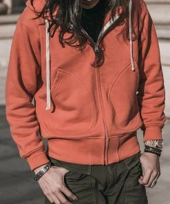 Non Stock MFG. CO. 17.5 Oz Terry Cloth Zip-Up Hoodie - Brick Red