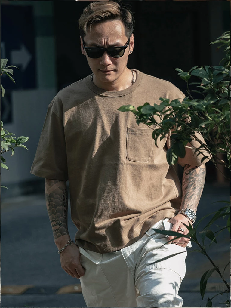 Non Stock MFG. CO. 9.8 Oz Cotton Classic Pocket T-Shirt - Khaki TOPS 5 Non Stock MFG. CO. 9.8 Oz Cotton Classic Pocket T-Shirt - Khaki TOPS