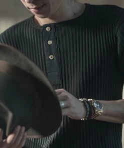 Bronson MFG. CO. BEST SELLERS 11 Oz Retro Ribbed Cotton Henley T-Shirt - Black 12 Bronson MFG. CO. BEST SELLERS 11 Oz Retro Ribbed Cotton Henley T-Shirt - Black