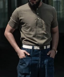 Bronson MFG. CO. Vintage Short Sleeve Henley T-Shirt - Green