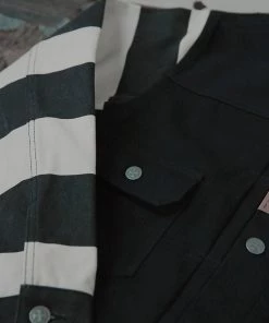 Bob Dong Motorcycle Style Black And White Stripe Type 2 Jacket TOPS